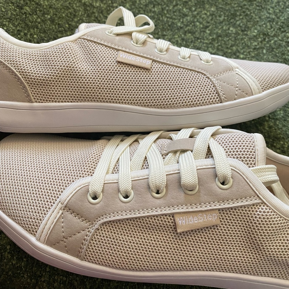 Wide Step Women's Cream Sneakers - Picture 2 of 7